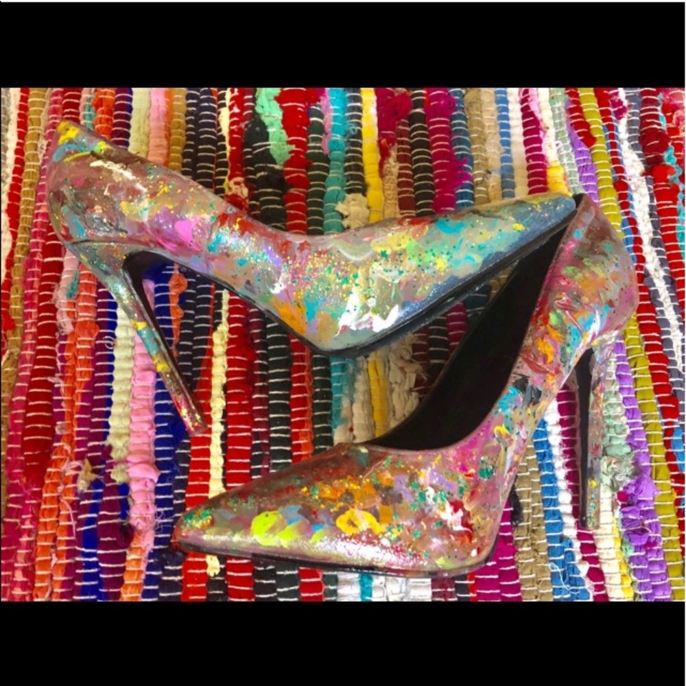 Custom diy painted stiletto heels 9 rainbow shoes